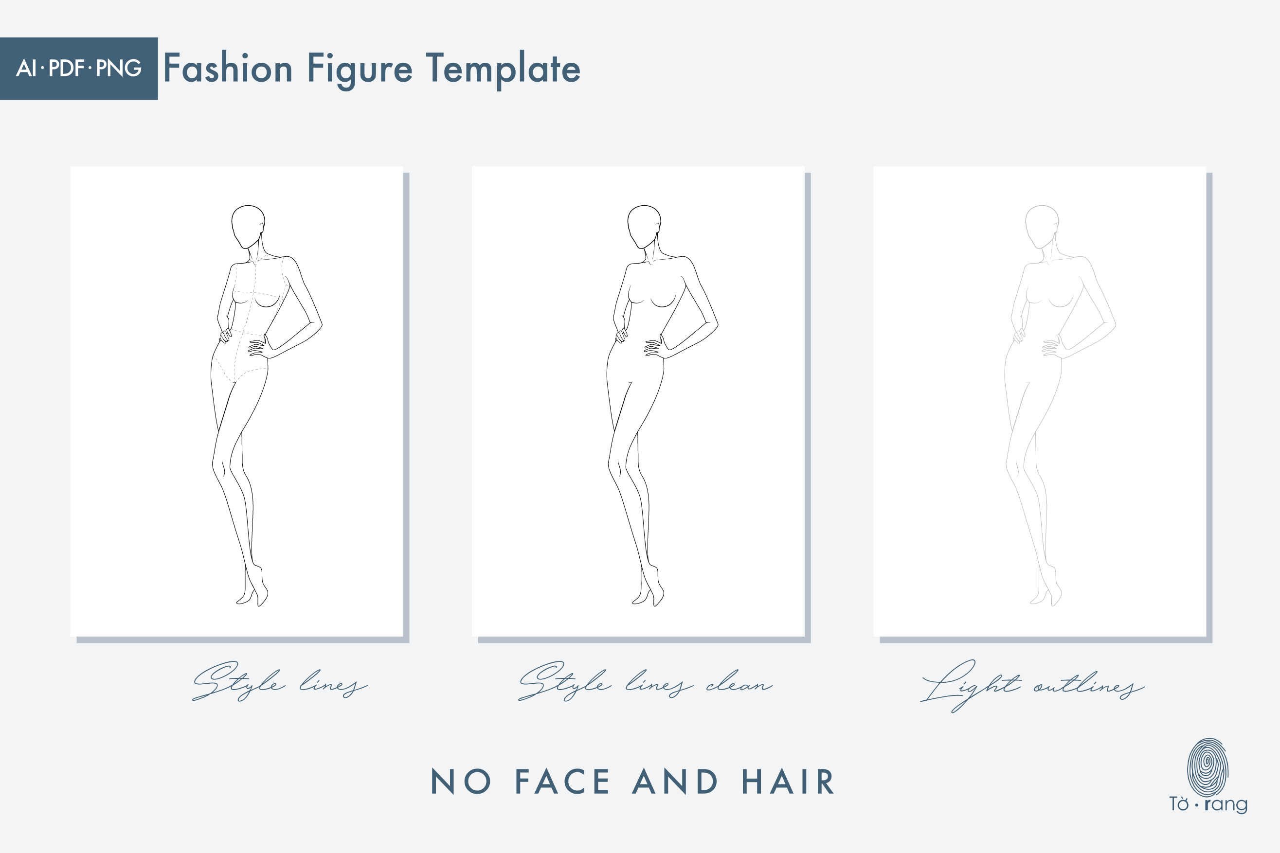 Female Fashion Illustration Croquis Template, 9-Head Fashion Figure - Image 4