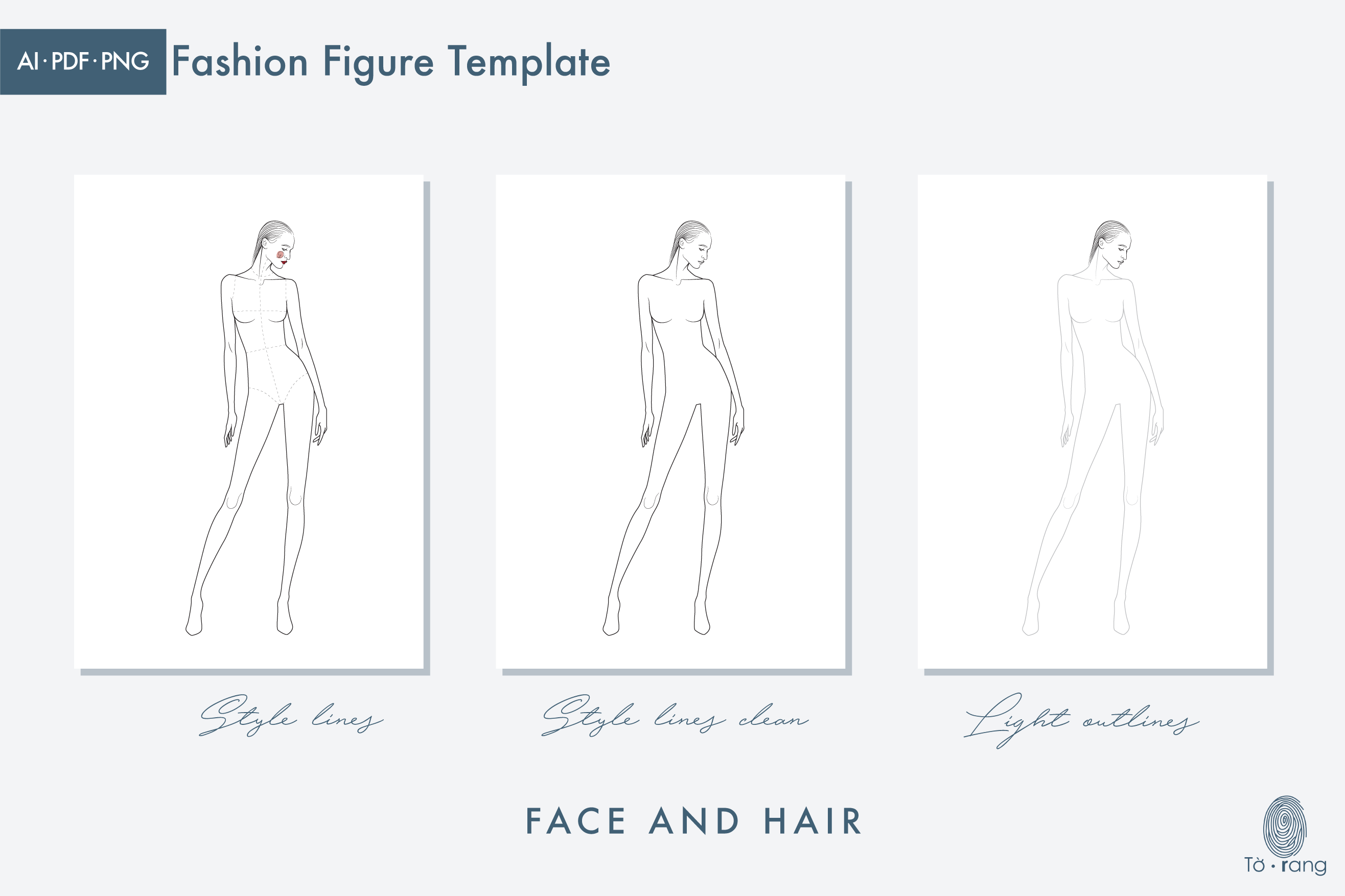 Female Fashion Croquis Template, 9-Head Fashion Figure, Sketch Fashion Poses - Image 3