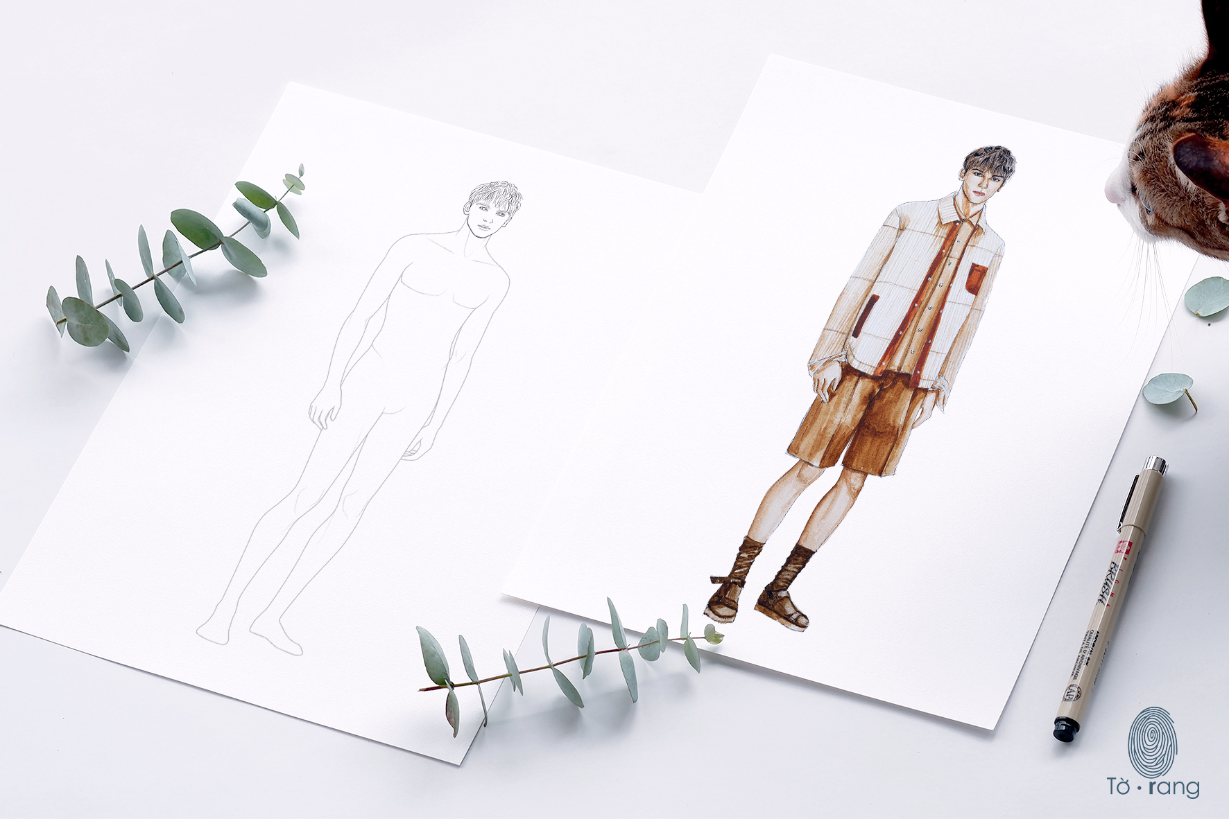 Male Fashion Figure Templates, 9-Head Fashion Croquis, Relaxing Pose - Image 5