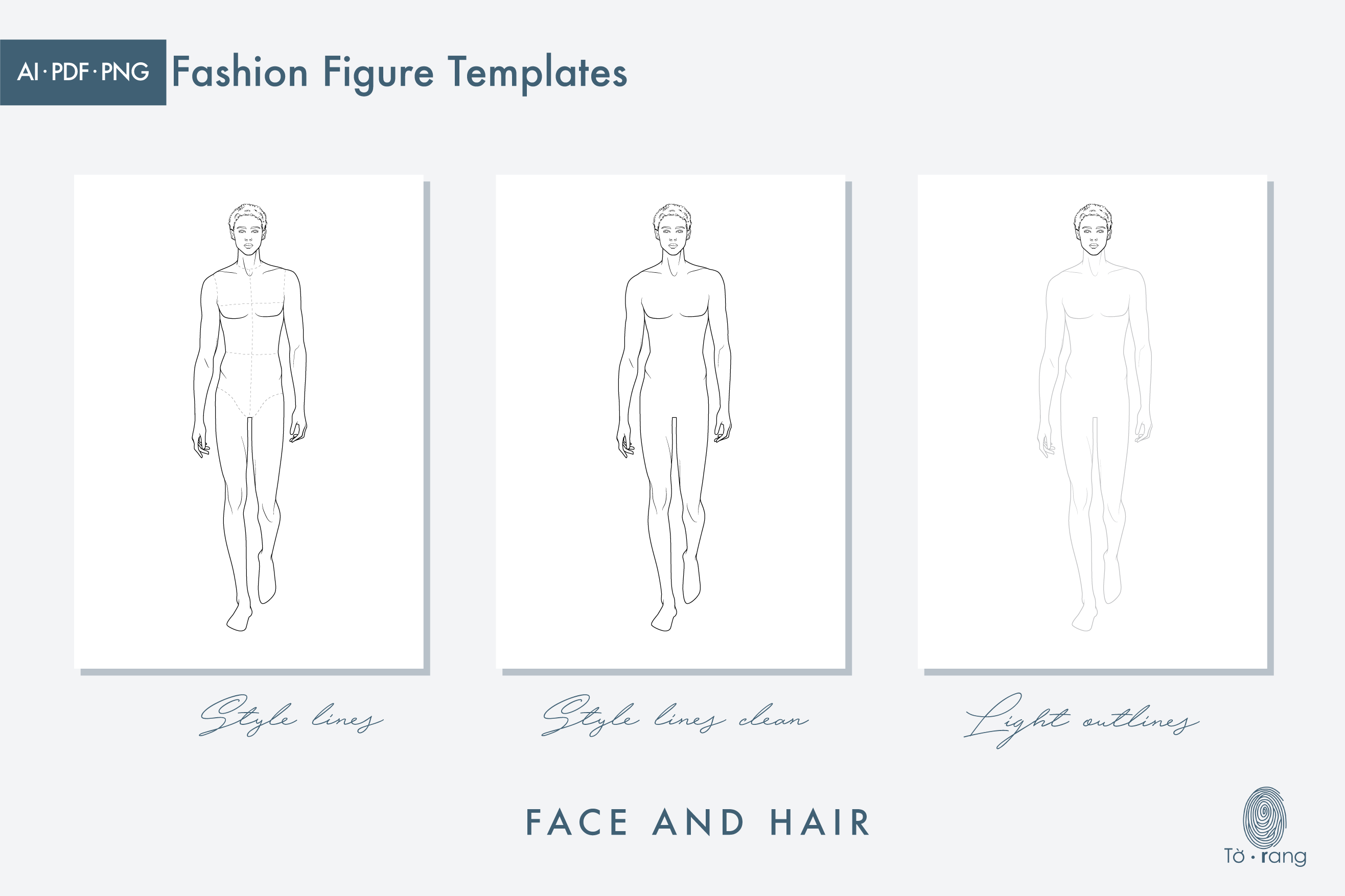 Male Croquis for Fashion Illustration, 9-Head Fashion Figure Template, Catwalk Pose - Image 3