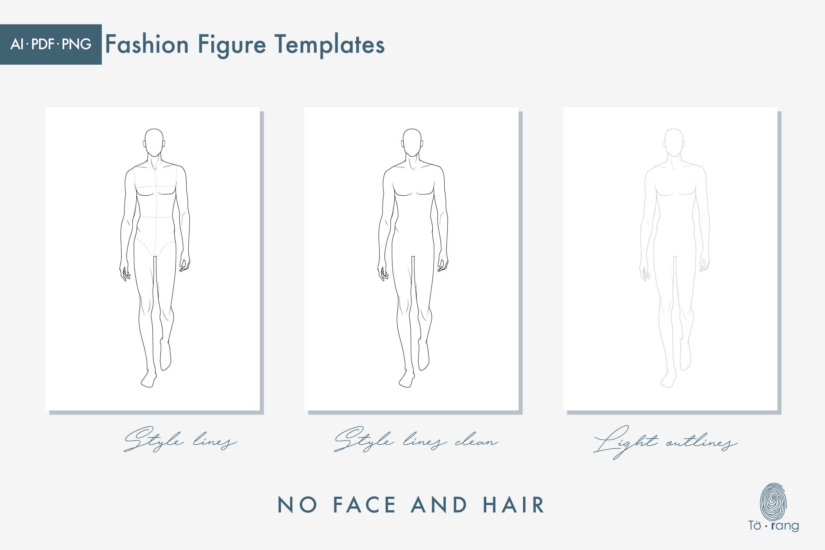 Male Croquis for Fashion Illustration, 9-Head Fashion Figure Template, Catwalk Pose - Image 4