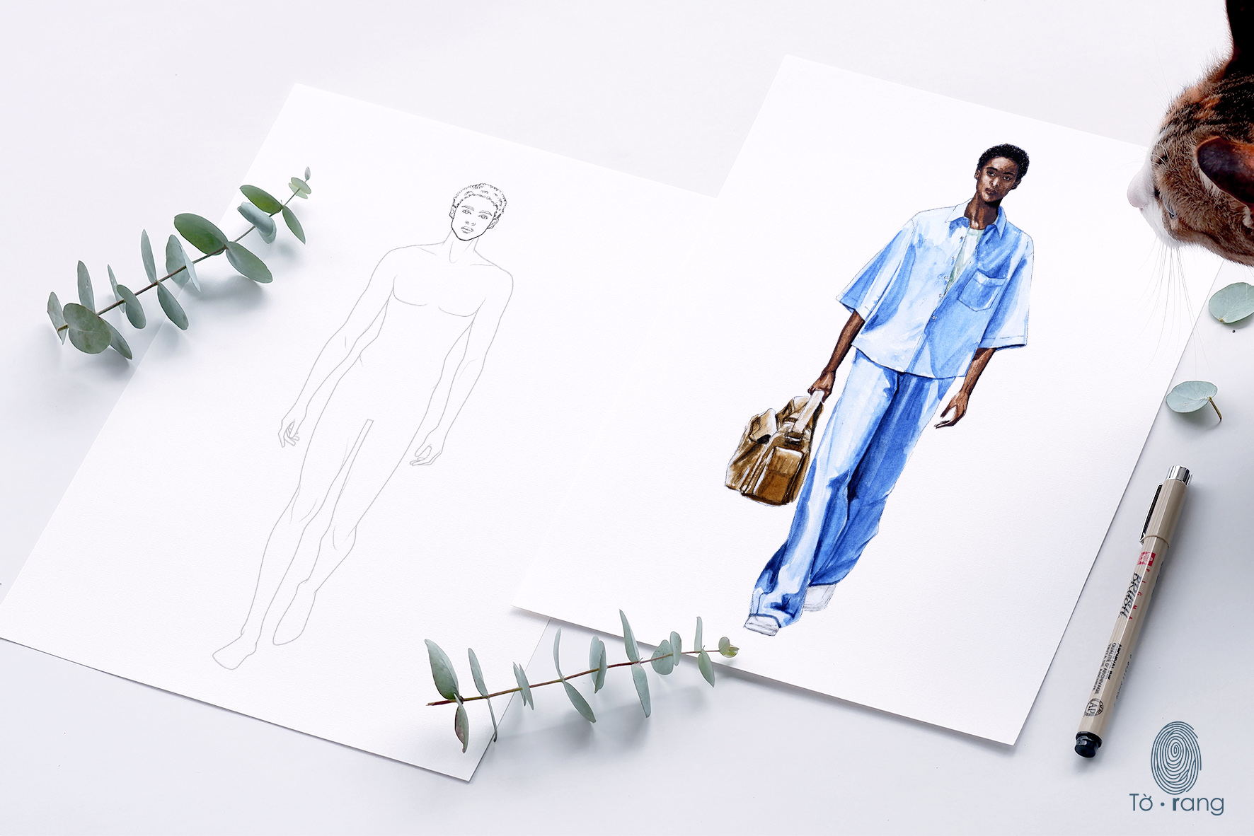 Male Croquis for Fashion Illustration, 9-Head Fashion Figure Template, Catwalk Pose - Image 5
