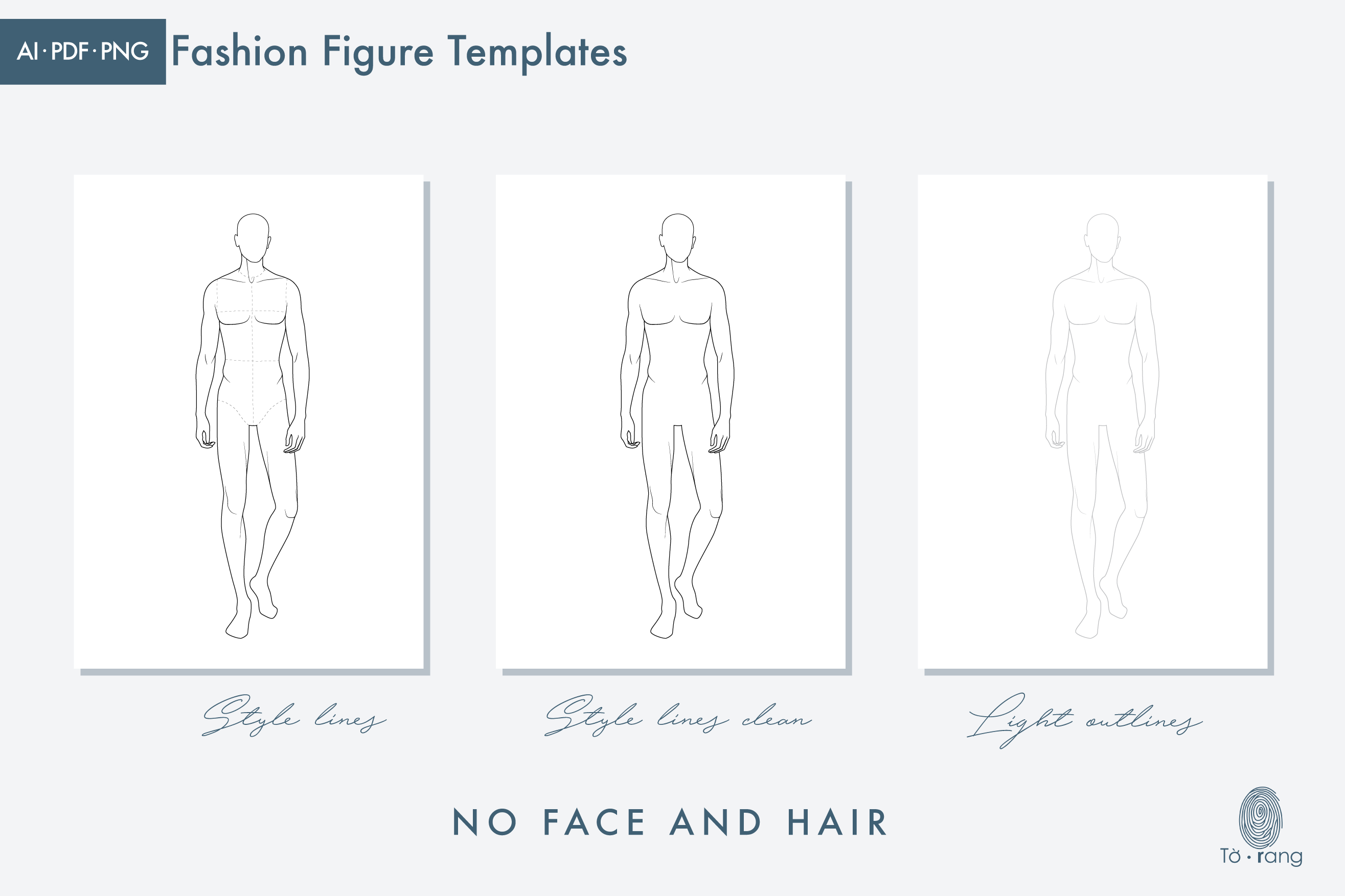 Male Fashion Figure Template, 9-Head Fashion Croquis, Catwalk Pose - Image 4