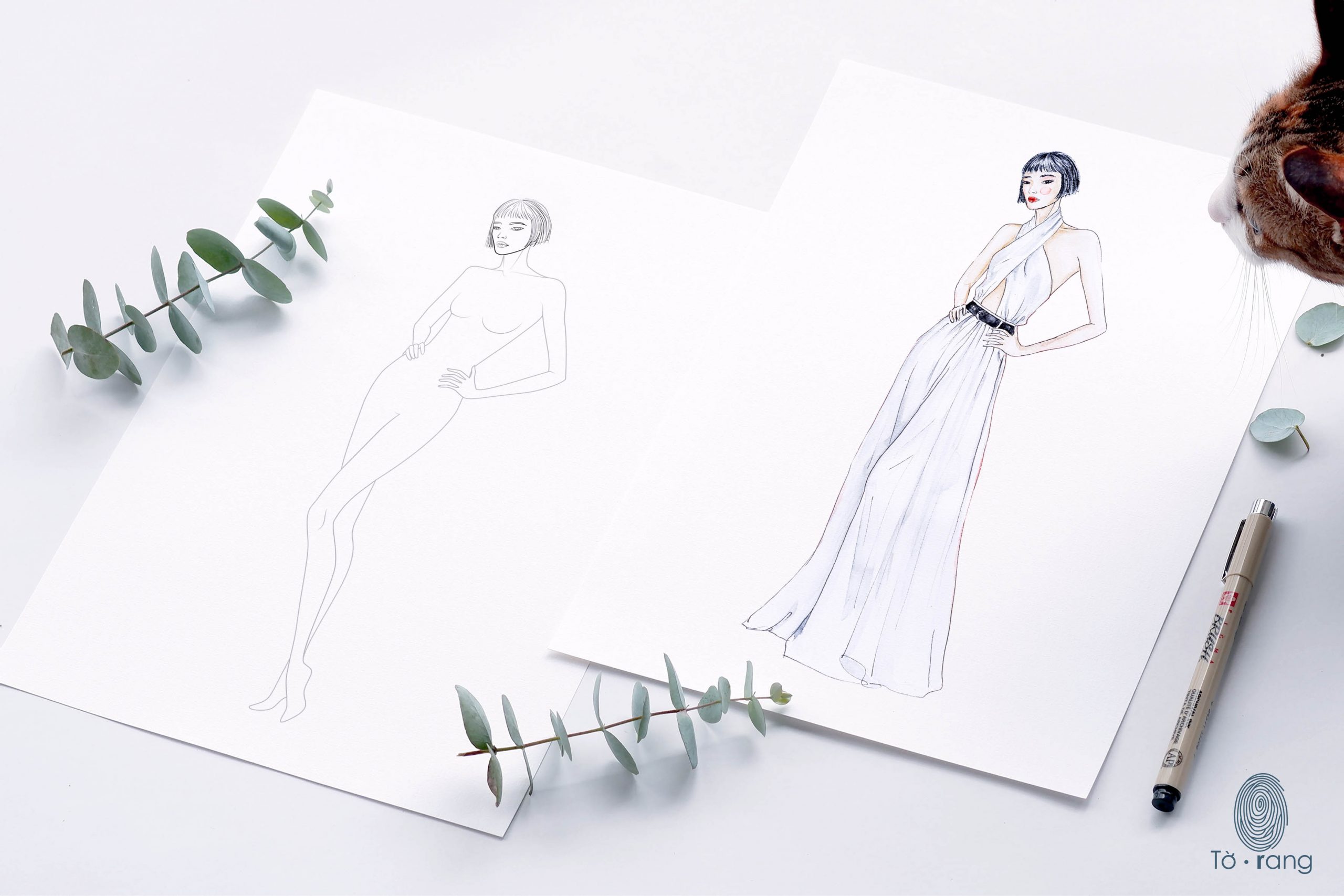 Female Fashion Illustration Croquis Template, 9-Head Fashion Figure - Image 5