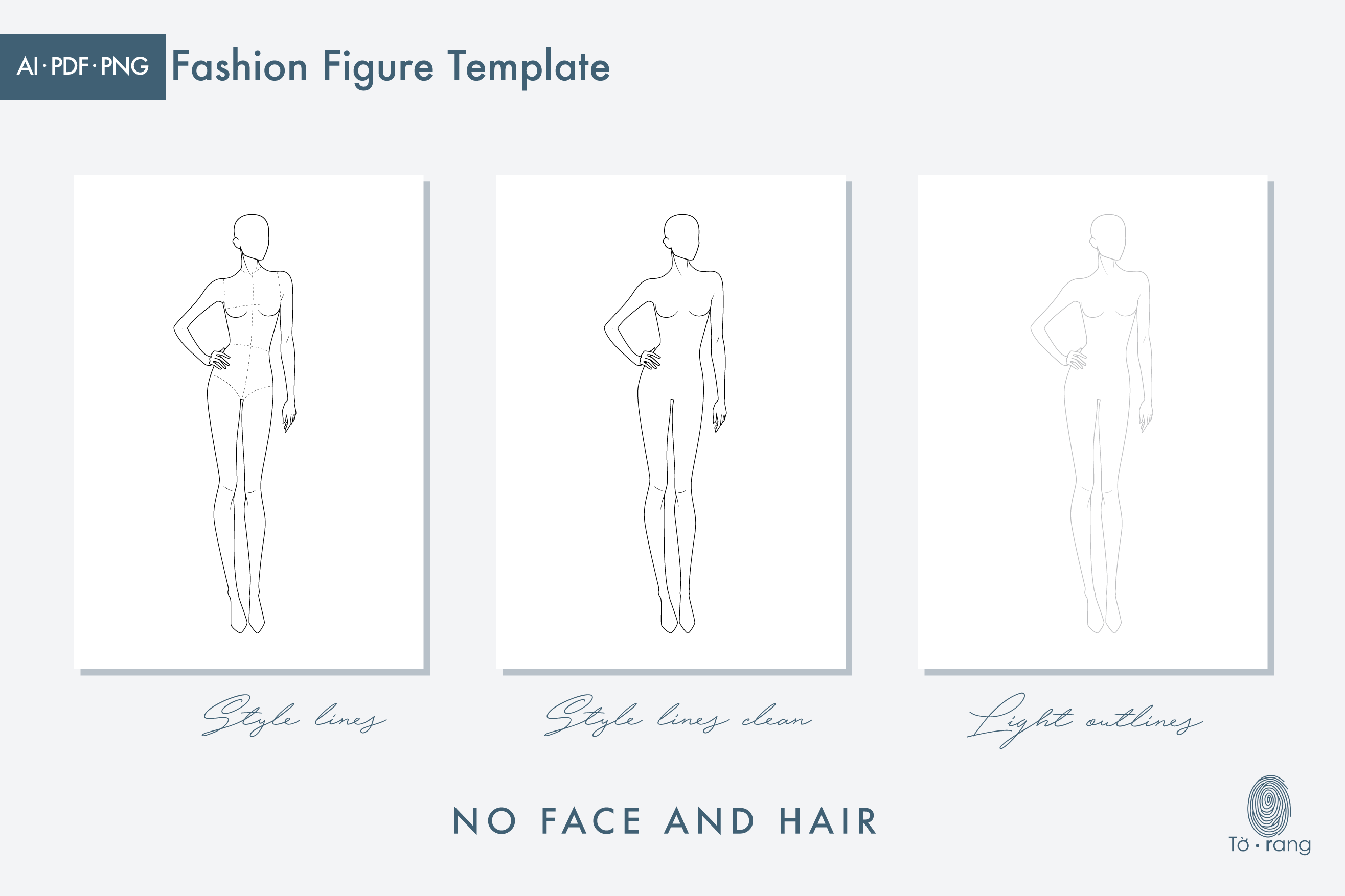 Figure Female Fashion Croquis Template, Fashion Illustration, 9-Head Fashion Figure - Image 4
