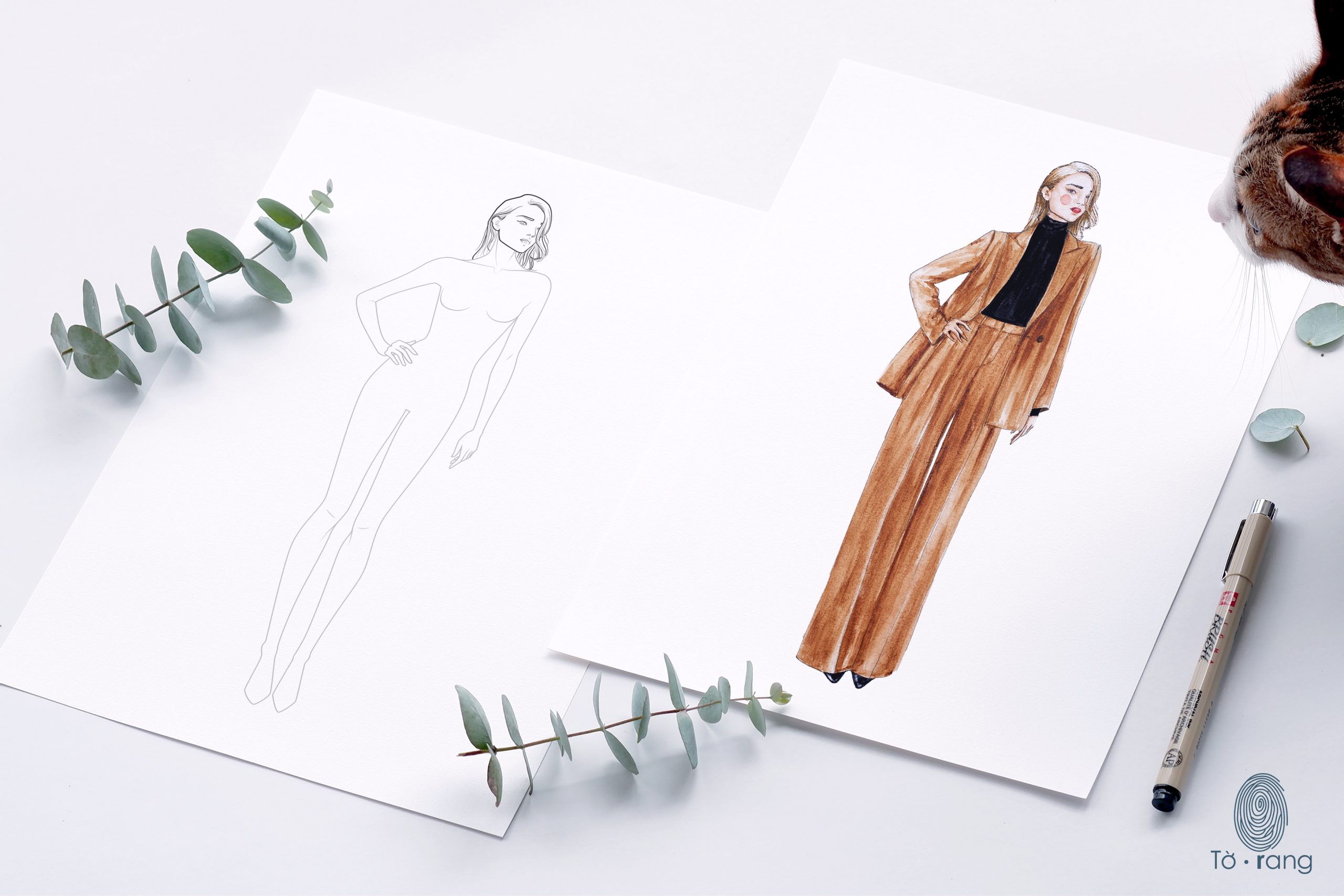 Figure Female Fashion Croquis Template, Fashion Illustration, 9-Head Fashion Figure - Image 5