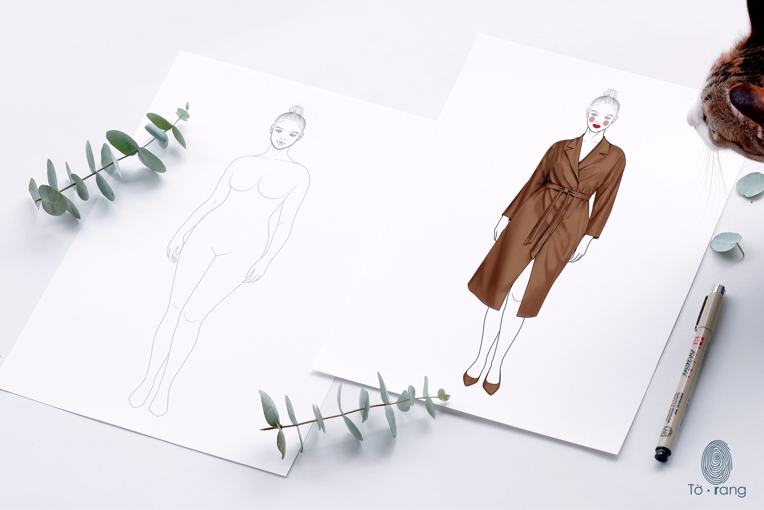 Plus Size Female Fashion Figure Templates, 8 Head Fashion Croquis - Image 5