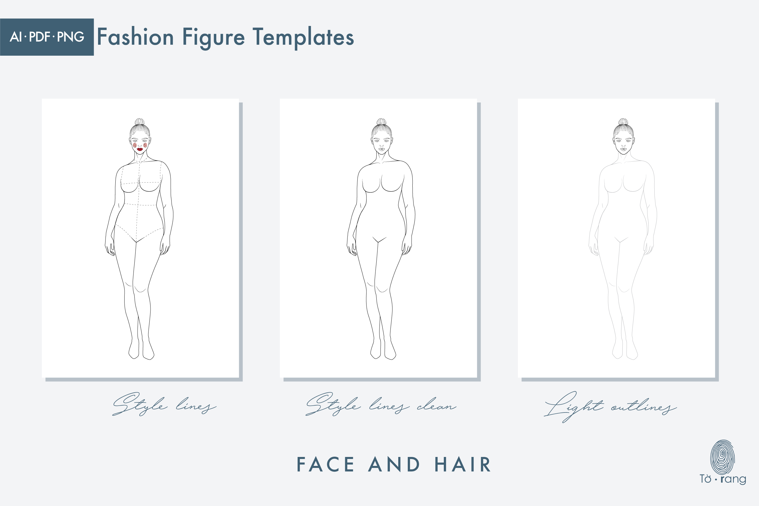 Plus Size Female Fashion Figure Templates, 8 Head Fashion Croquis - Image 4