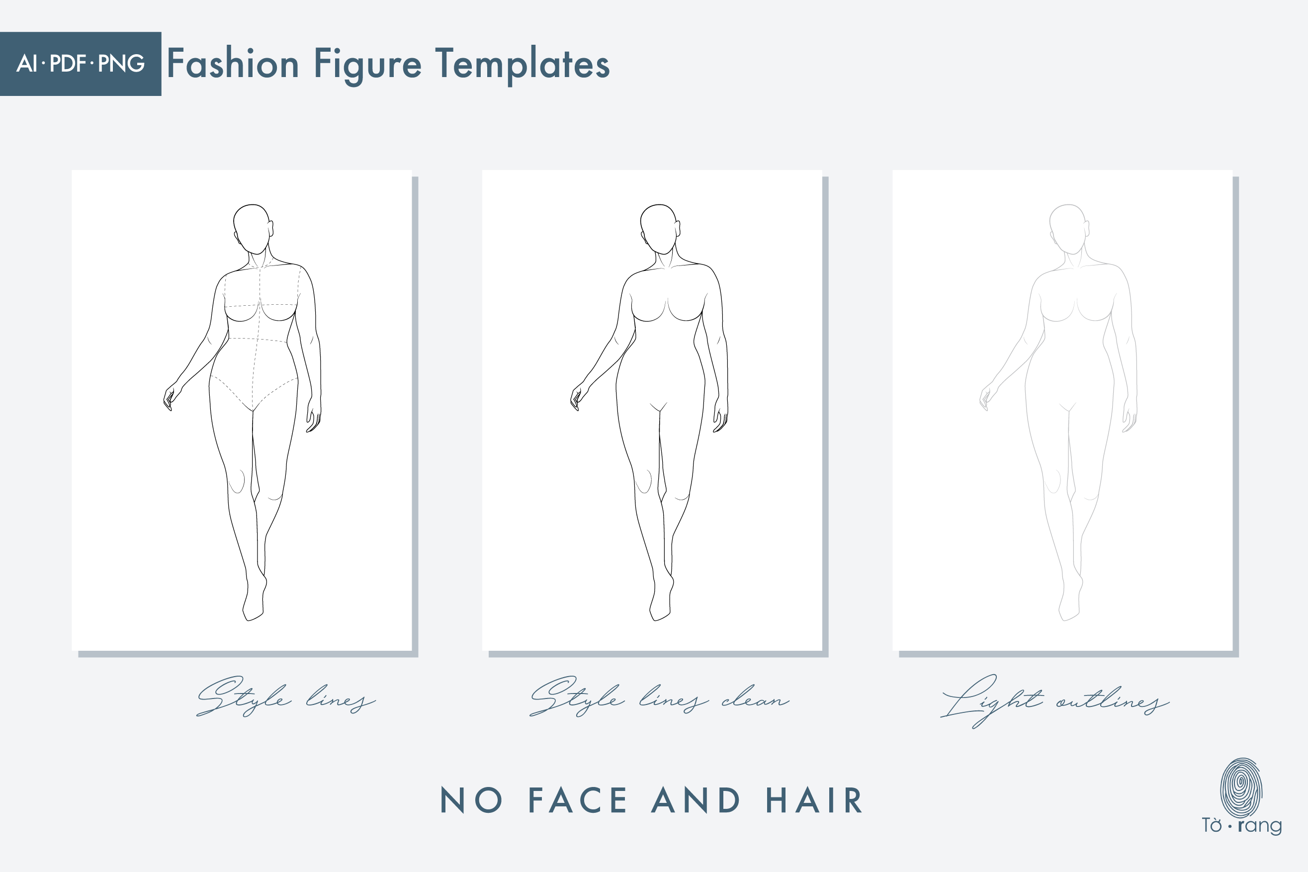 Plus Size Female Catwalk Model, Female Figure Templates for Fashion Illustrations, 8-Head Fashion Croquis - Image 3