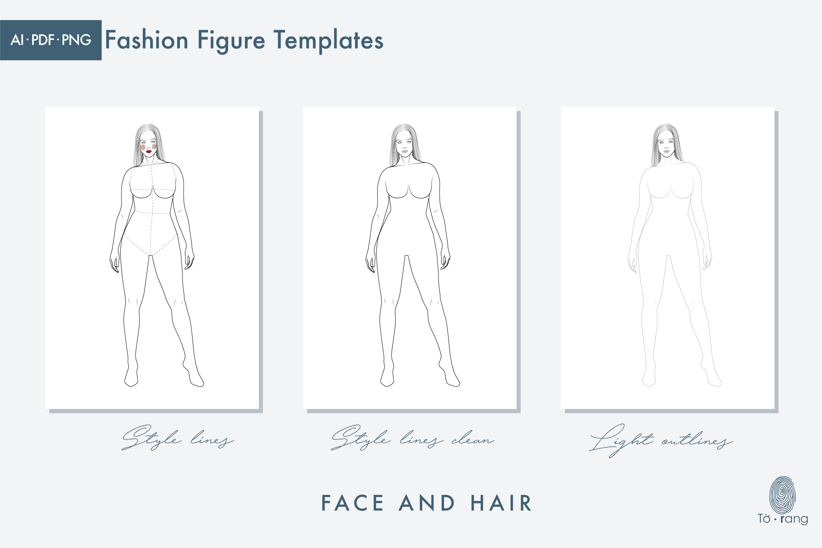 Plus Size Female Figure Templates for Fashion Illustrations, 8-Head Fashion Croquis - Image 4