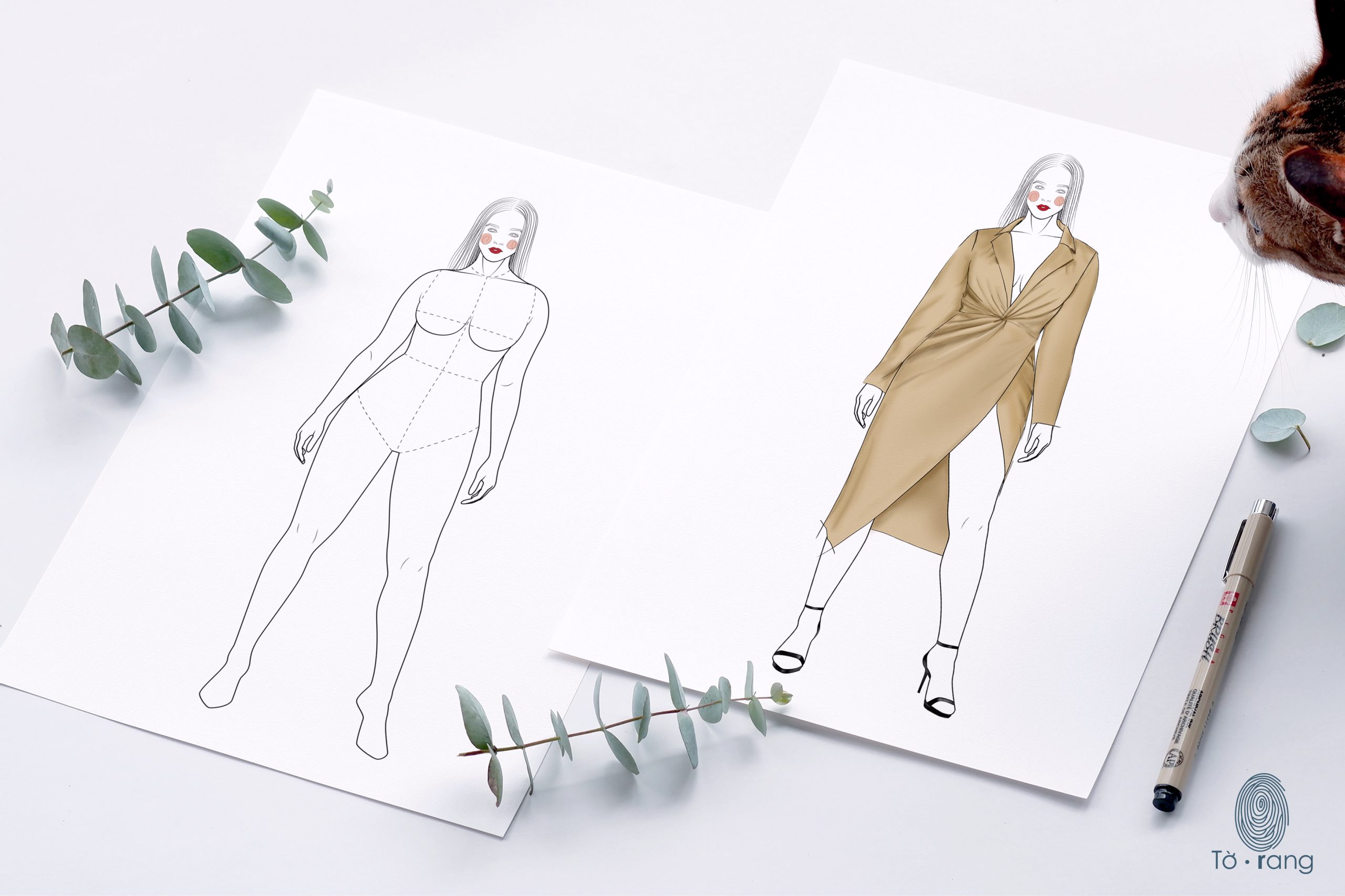 Plus Size Female Figure Templates for Fashion Illustrations, 8-Head Fashion Croquis - Image 2