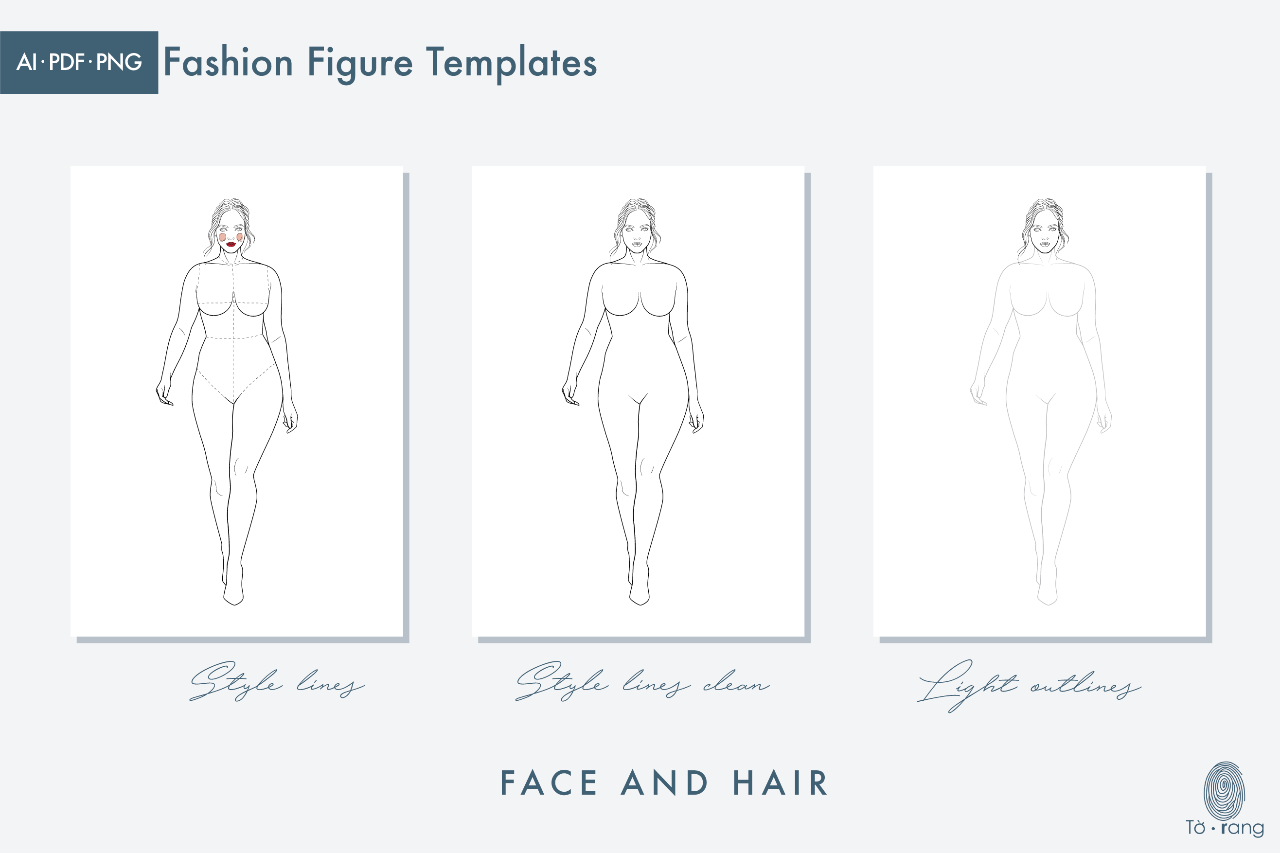 Female Plus Size Fashion Croquis, Catwalk Model, Figure Templates for Fashion Illustrations, 8 Head - Image 3