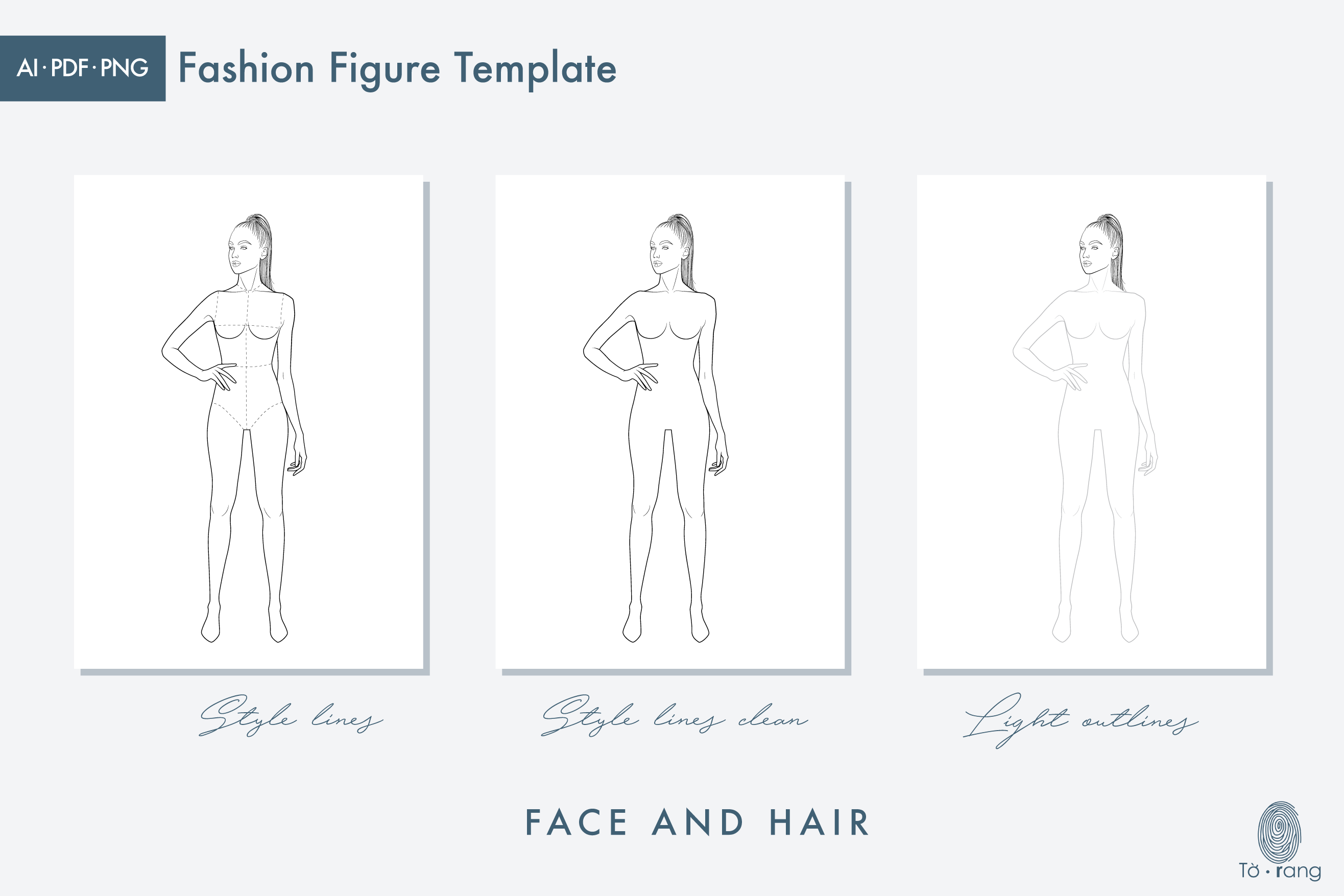 Female Fashion Figure Templates, Croquis Templates for Fashion Illustrations, 8 Head Fashion Croquis - Image 4