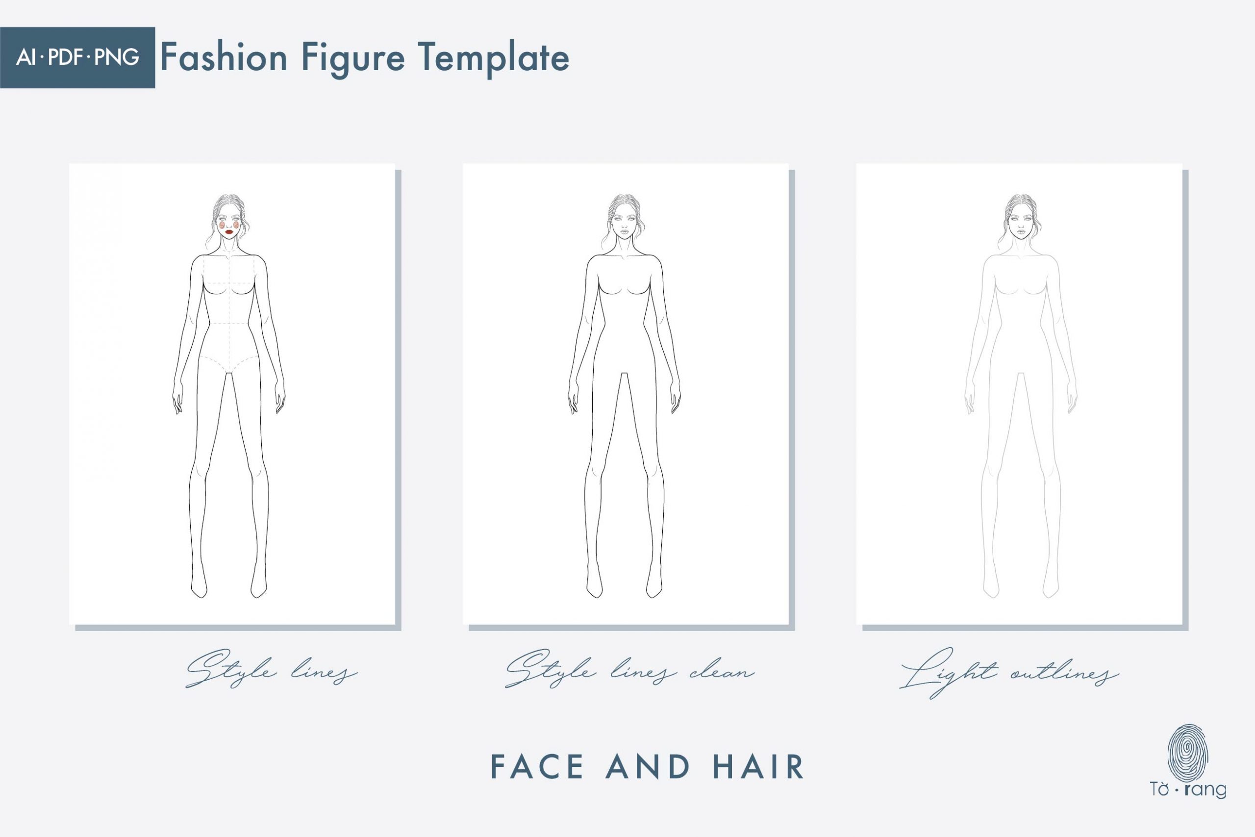 Female Fashion Figure Template, 9-Head Fashion Croquis, Croquis Templates for Fashion Illustrations, Croquis Vector - Image 3
