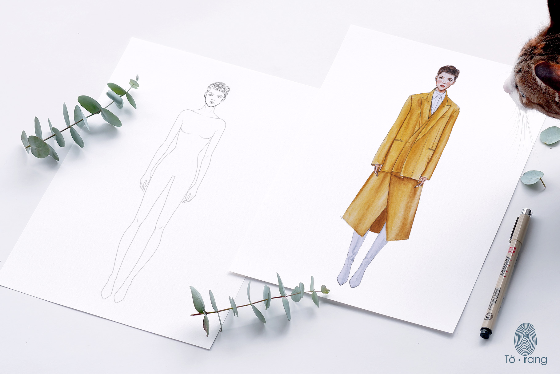Female Fashion Figure Template, 9-Head Fashion Croquis, Croquis Templates for Fashion Illustrations, Standing Pose - Image 5