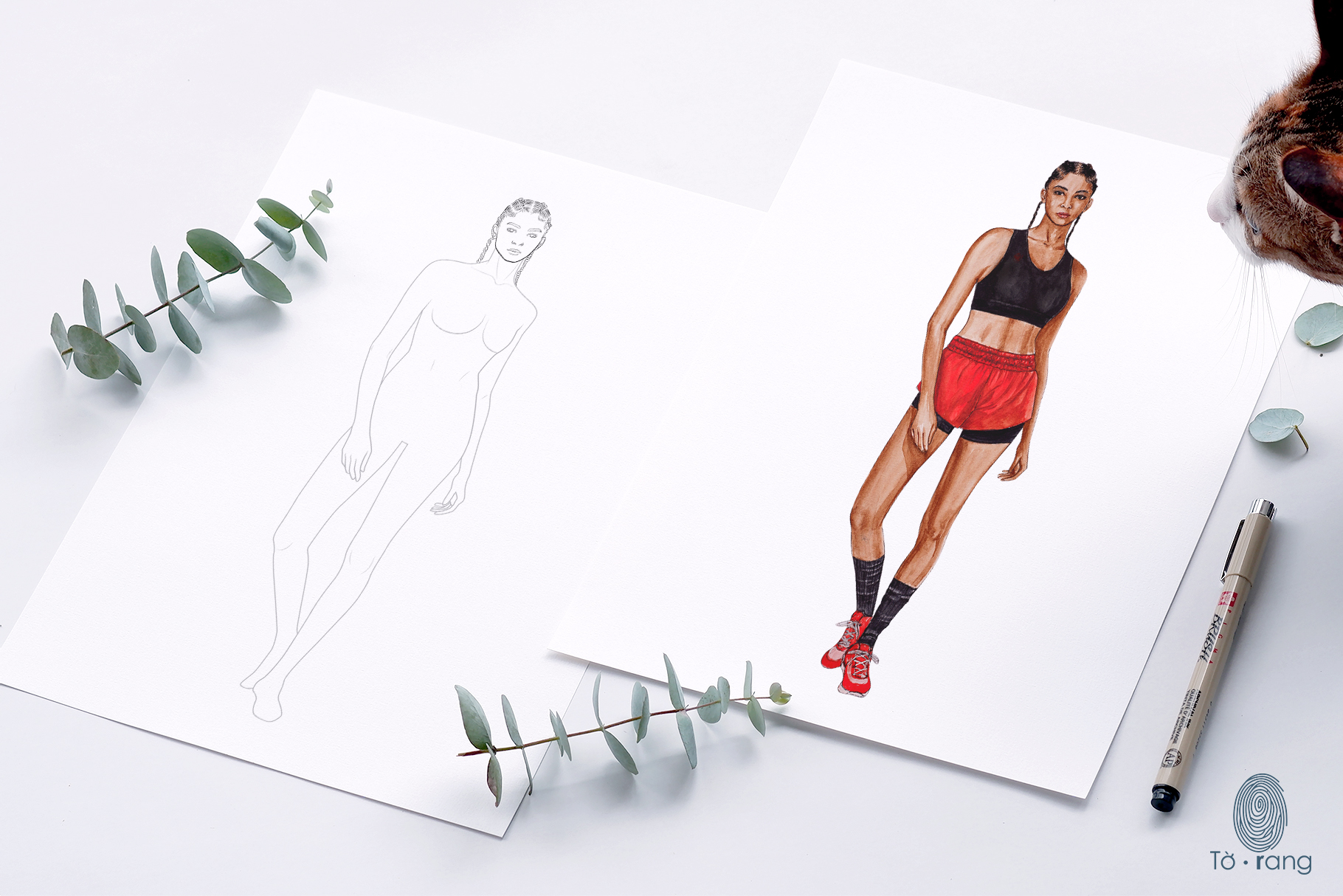 8 Female Fashion Figure Templates, Athletic Model Poses, Croquis Templates for Sportswear Fashion Illustrations, 8 Heads - Image 7