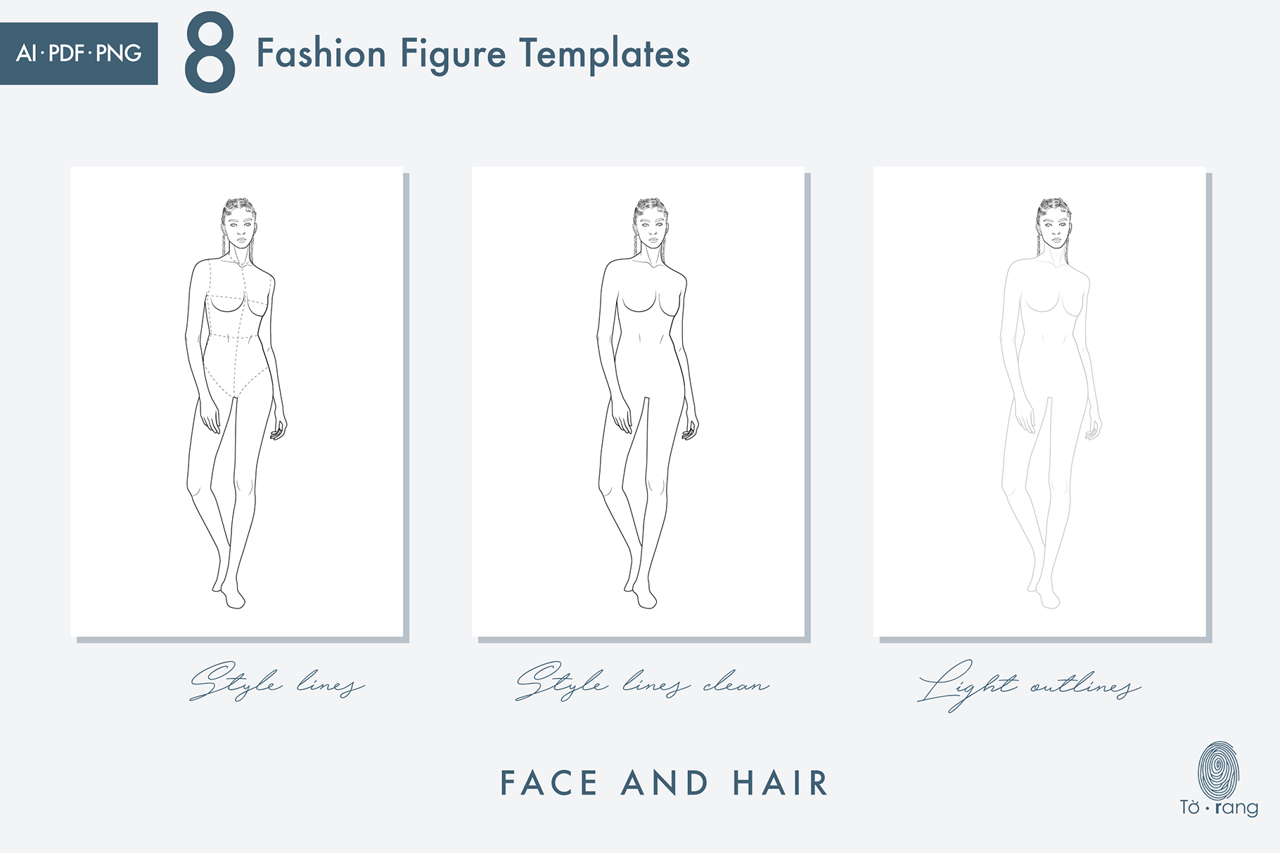 8 Female Fashion Figure Templates, Athletic Model Poses, Croquis Templates for Sportswear Fashion Illustrations, 8 Heads - Image 6