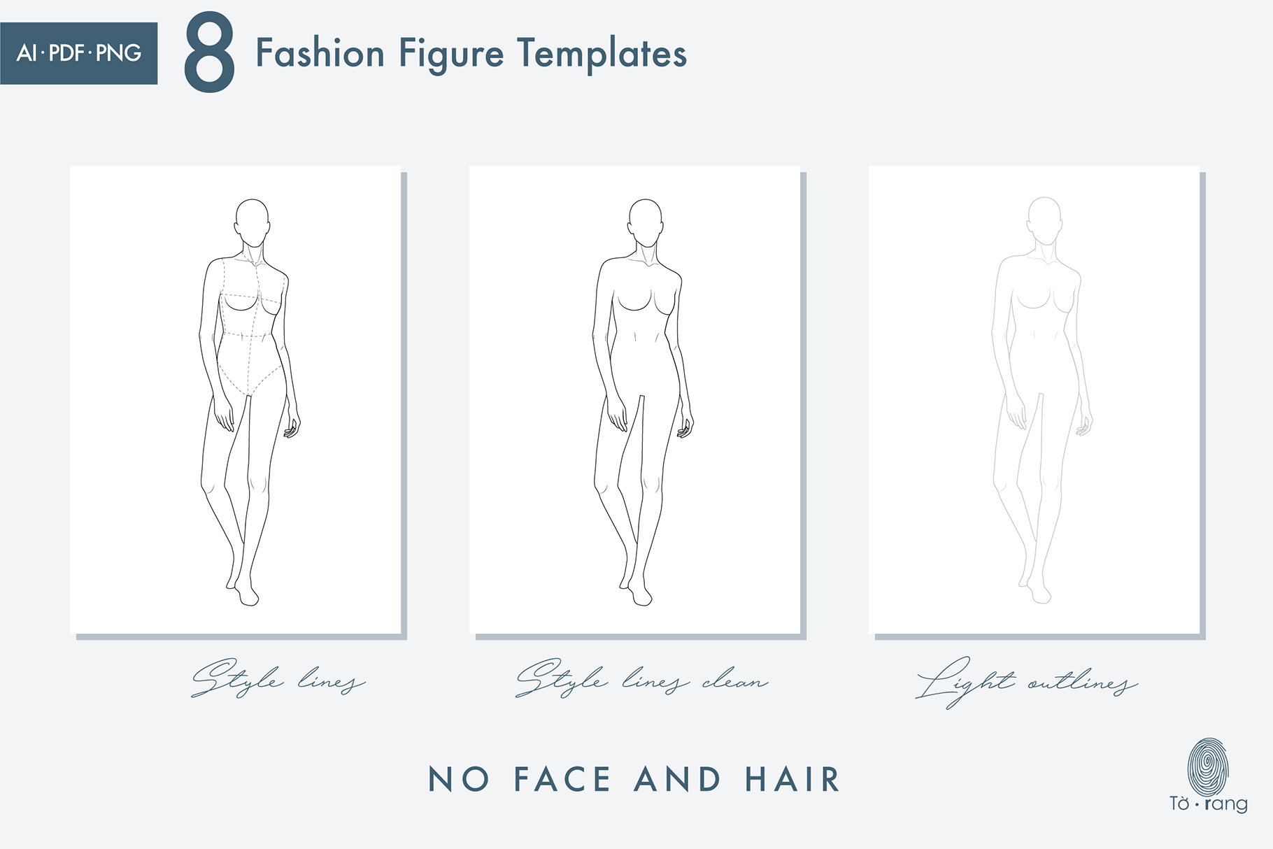 8 Female Fashion Figure Templates, Athletic Model Poses, Croquis Templates for Sportswear Fashion Illustrations, 8 Heads - Image 5