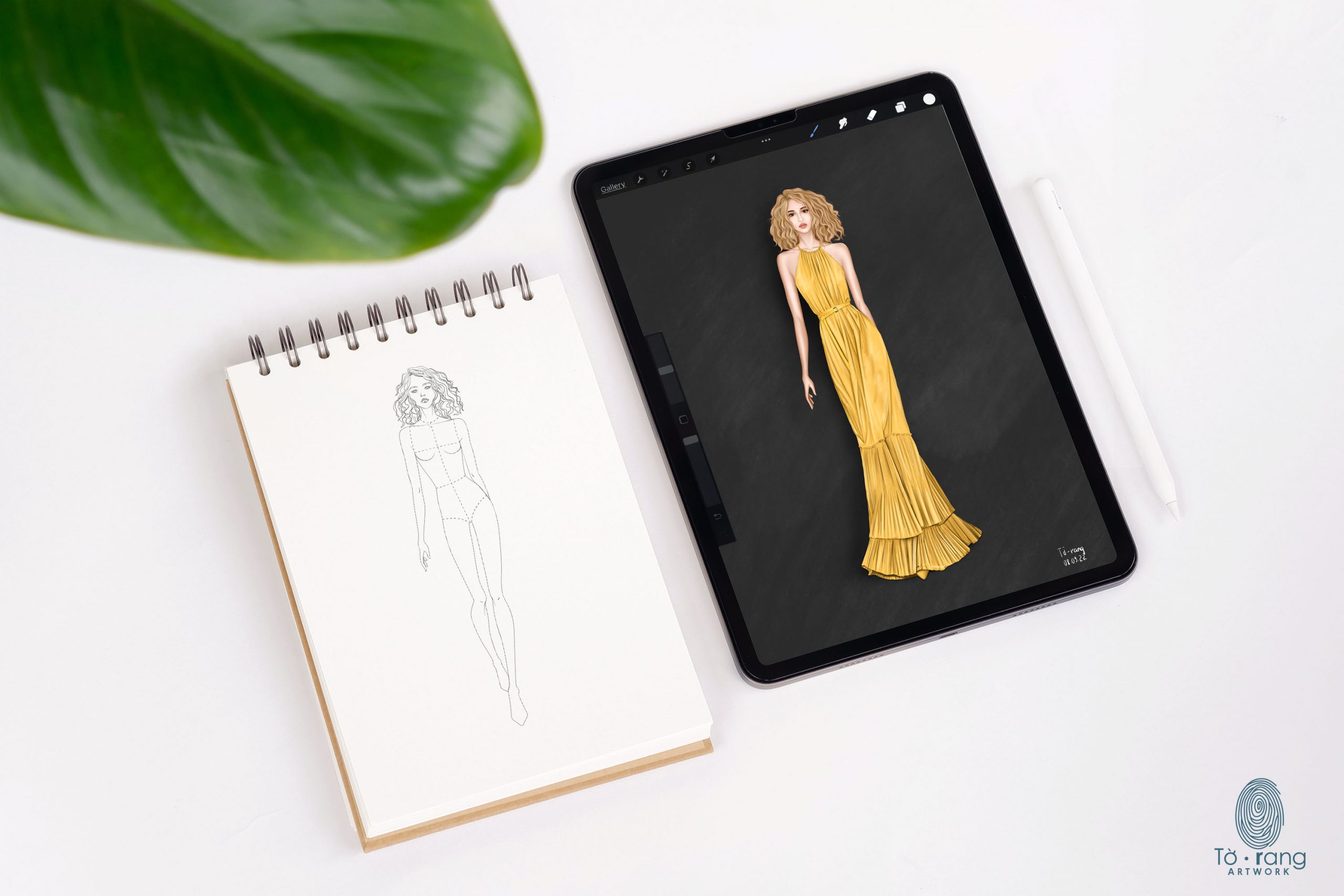 Female Fashion Figure Templates, Catwalk Model, 4 Different Colored Skin Tones, 9 Head Fashion Croquis - Image 5