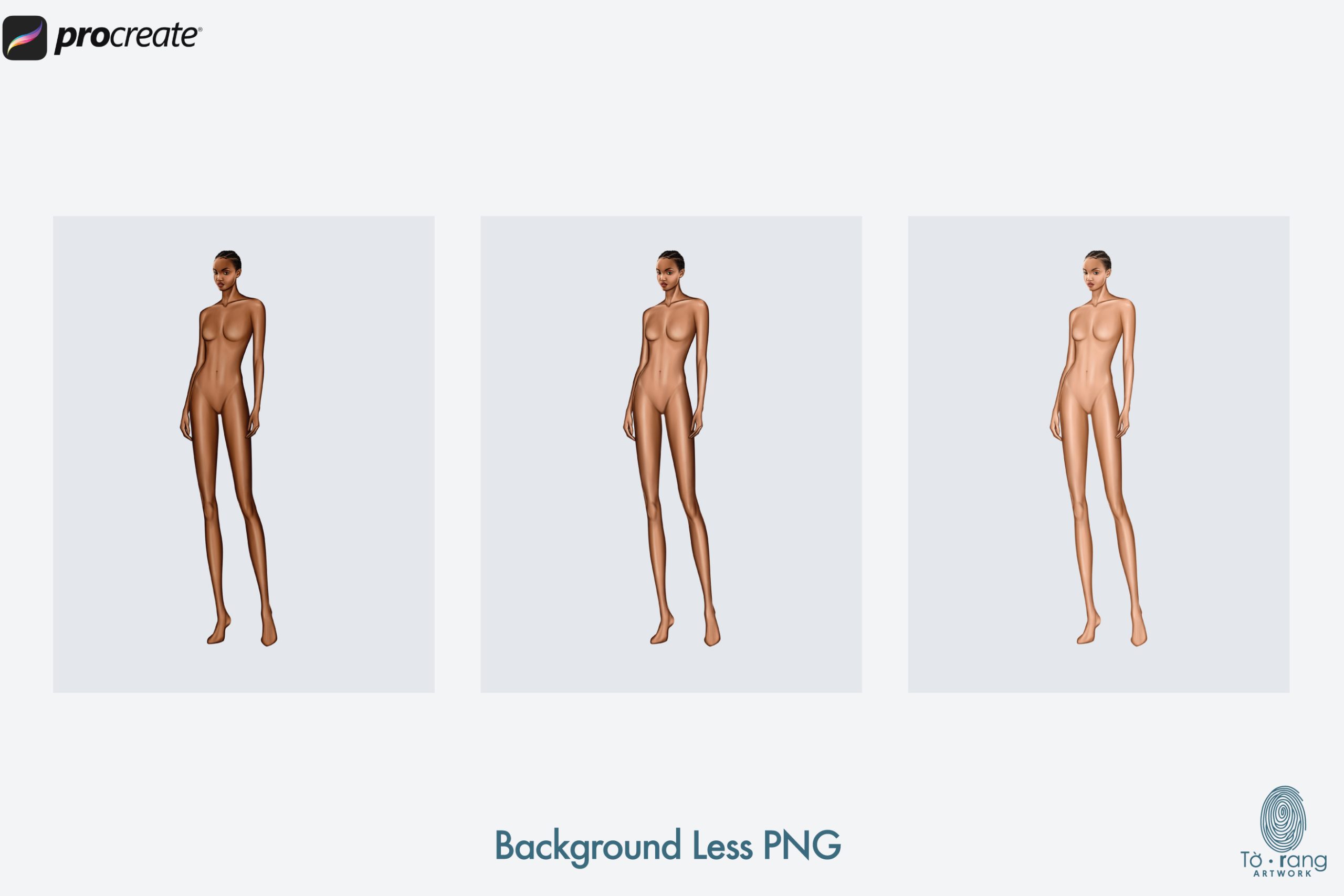 5 Female Fashion Croquis Templates - 3 Different Dark Skin Tones Color - 10 Head Fashion Figure - Image 8
