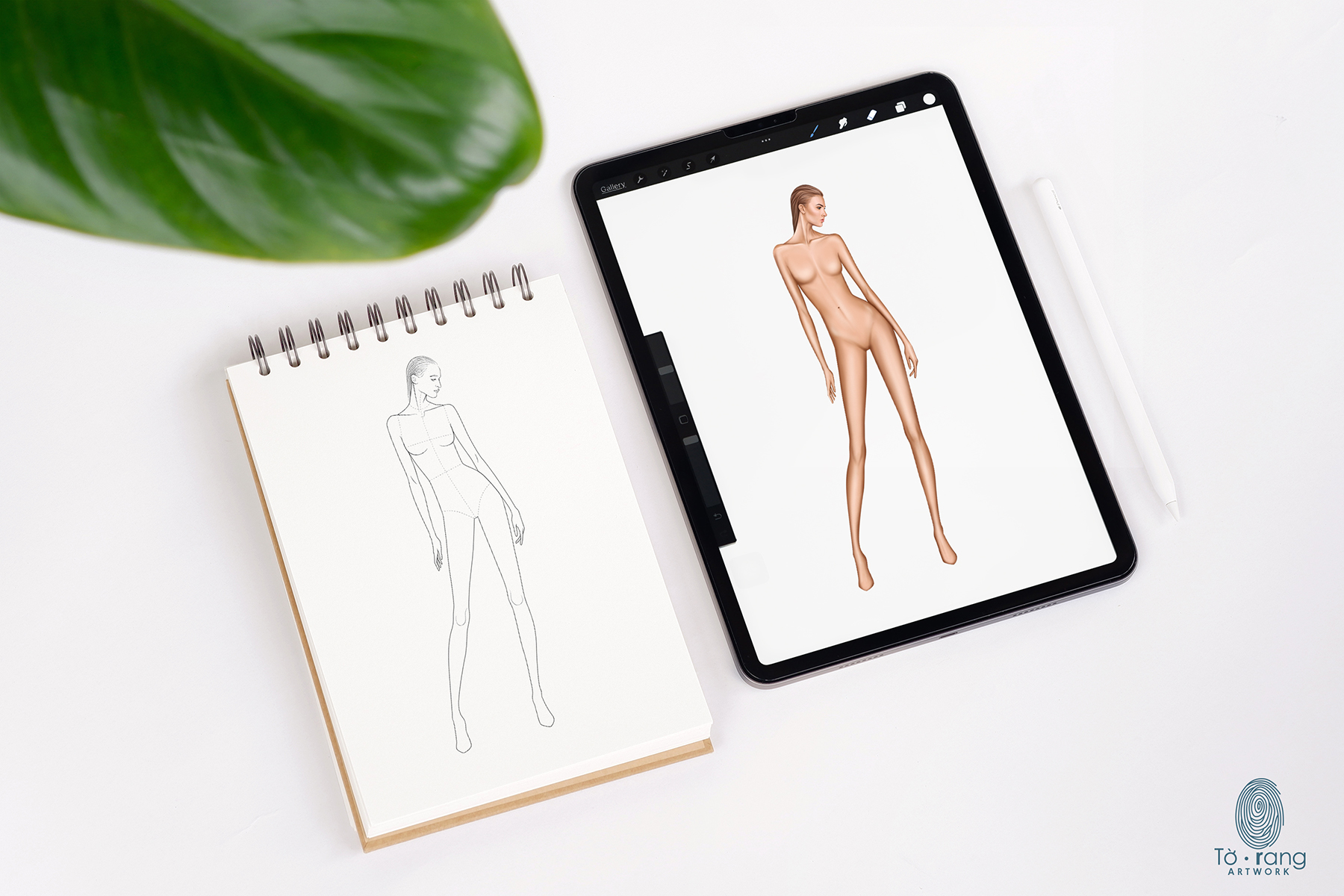 Female Fashion Croquis Templates, 9 Head Fashion Figure, 3 Different Colored Skin Tones - Image 5